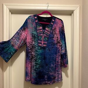 Catherines Vibrant Blue and Pink Women's Tunic